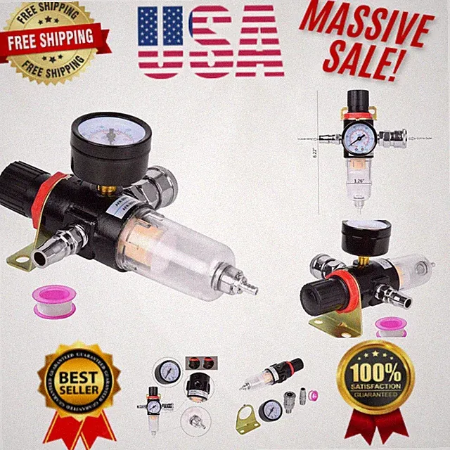 1/4" BSP Air Compressor Moisture Filter Regulator - 26 CFM Clean Air Solution