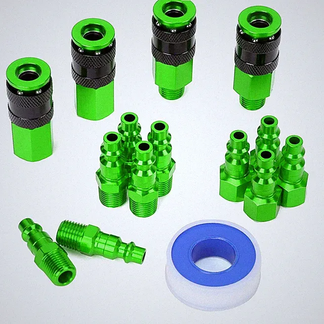 15 Pieces 1/4" NPT Air Coupler and Plug Kit, Quick Connect Air Fittings, Industr