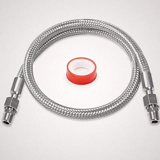 3/8" x 40" Air Compressor Jumper Hose Braided Stainless Steel 3/8" NPT