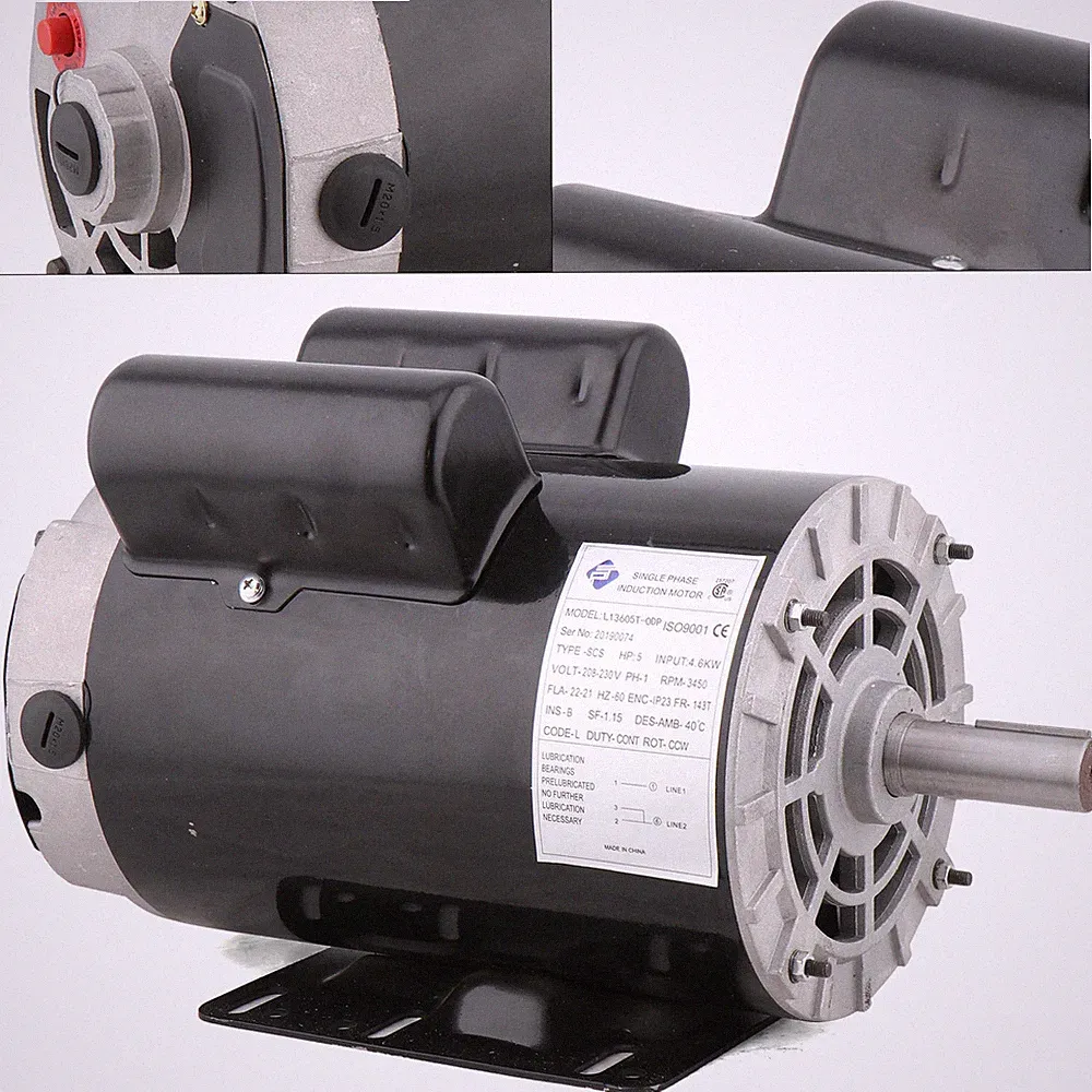 5HP Electric Motor for Air Compressor, 230V, 1-Phase, 3450 RPM, 145T Frame