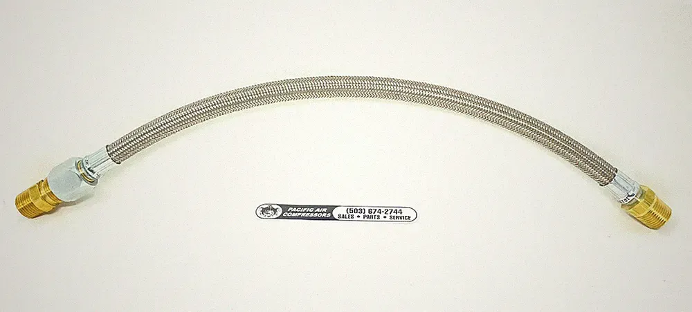 AIR COMPRESSOR DISCHARGE LINE TEFLON STEEL BRAIDED HOSE 1/2'' X 5/8" JIC SWIVEL