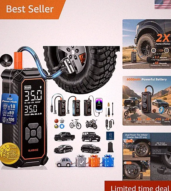 Cordless Air Compressor with LED Display & Auto Shut-Off for Safe Inflation