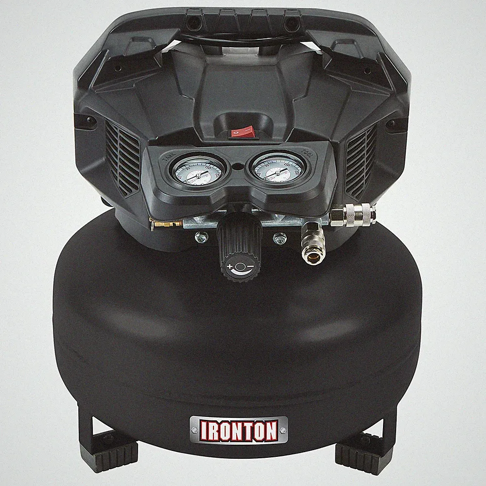 Ironton Oil-Free Pancake Compressor, 1.5 HP, 6 Gallons, 2.6/3.6 CFM