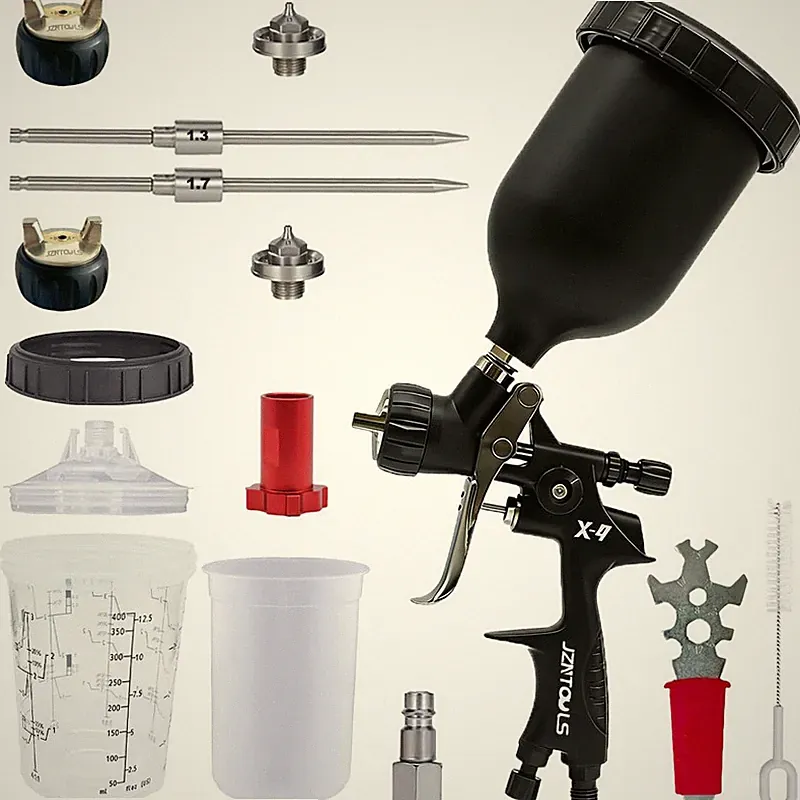 Jzntools Hvlp Air Spray Gun 1.3/1.7 Mm Nozzles Gravity Feed Spray Paint Gun