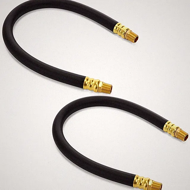 Short Air Compressor Hose 1/4 Inch Male NPT Brass Connections 18 Inch 2 PCS