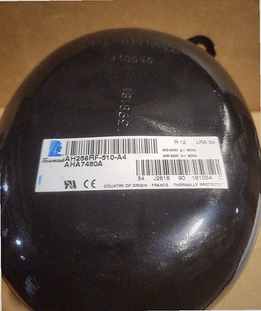 Tecumseh AH256RF-510-J7 AHA7480AXF 1 HP R-12 Reciprocating Compressor 208-230V 3